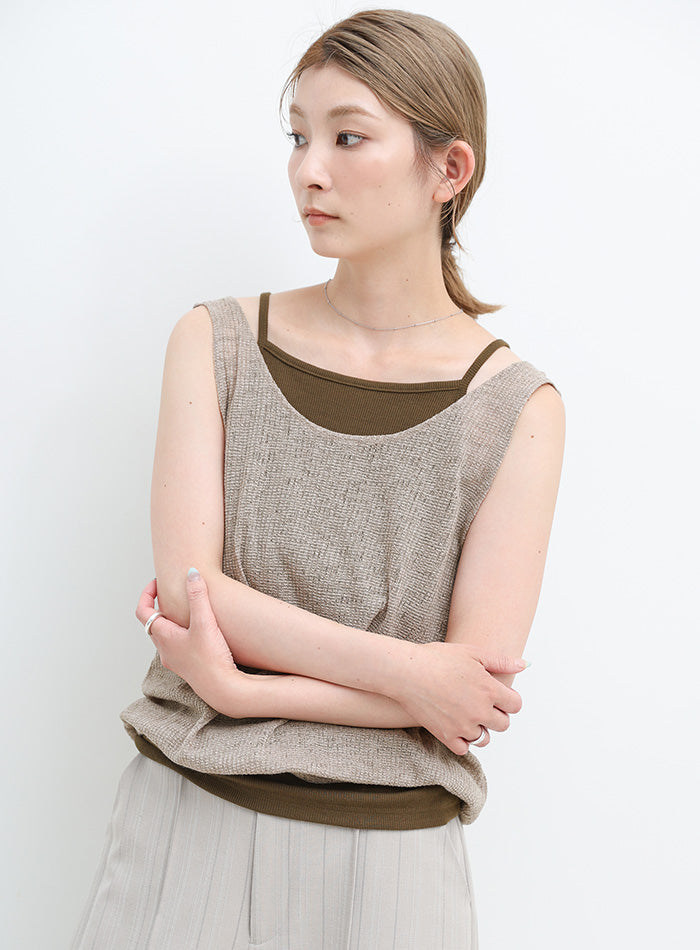 リネンシアーワッフルタンクテレコキャミセット – SELECT MOCA