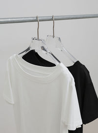 ワンショルダーシンプルコットンTシャツ