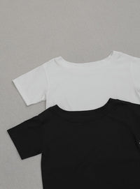 ワンショルダーシンプルコットンTシャツ