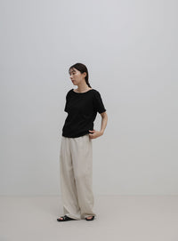 ワンショルダーシンプルコットンTシャツ
