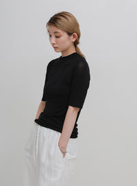 ボトルネックシアーTシャツ