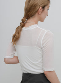 ボトルネックシアーTシャツ