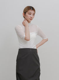 ボトルネックシアーTシャツ