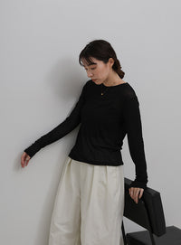 シアーテレコリブロングTシャツ