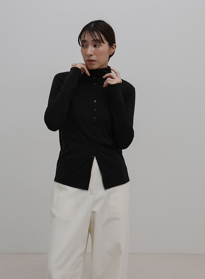 ボタンデザインハイネックトップス – SELECT MOCA