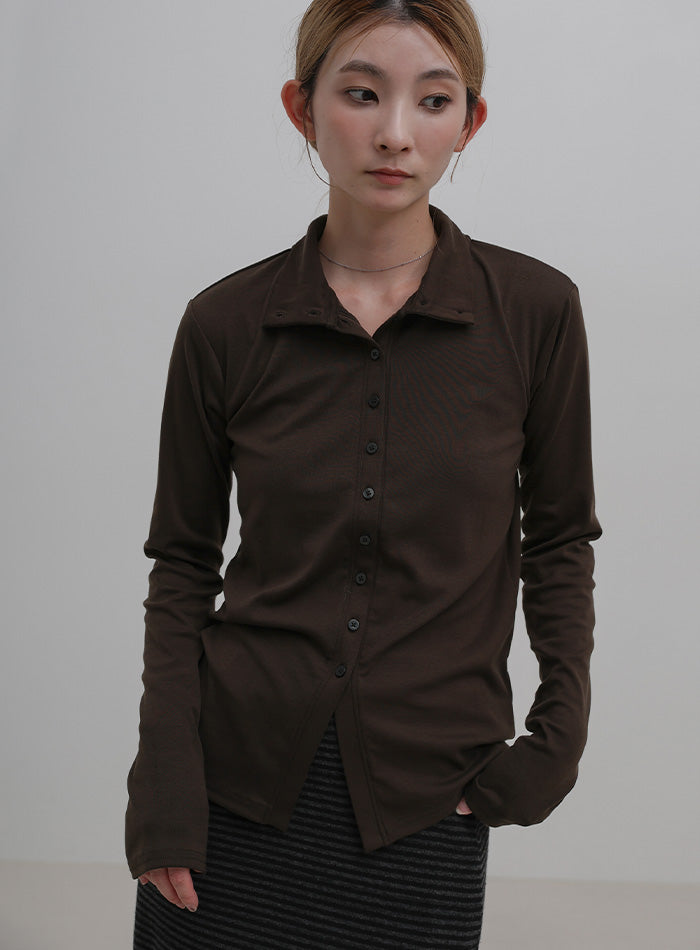 ボタンデザインハイネックトップス – SELECT MOCA