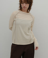 配色ステッチラグランロングTシャツ