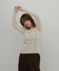 配色ステッチラグランロングTシャツ