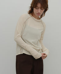配色ステッチラグランロングTシャツ