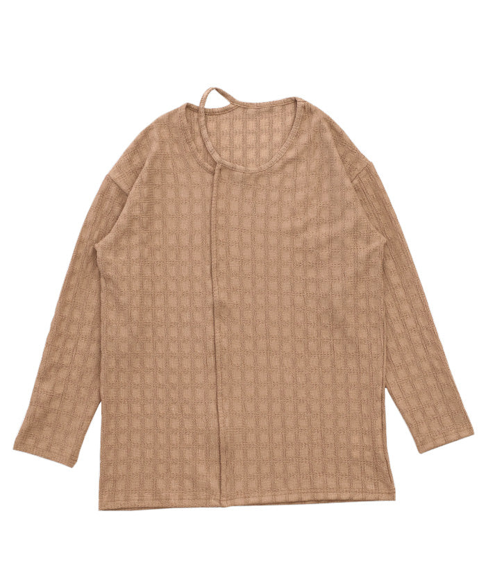 【Et】アシンメトリーネックシャーリングトップス