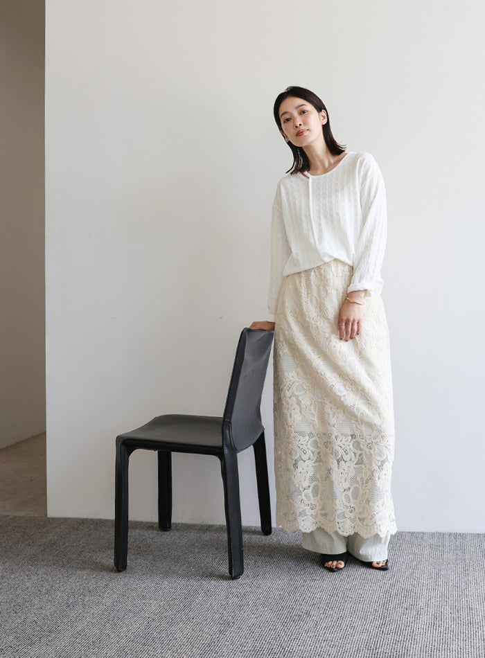 【Et】アシンメトリーネックシャーリングトップス