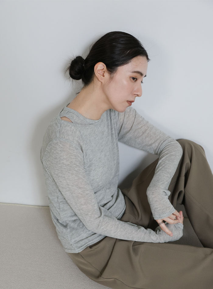 シアーレイヤードアシメネックトップス – SELECT MOCA