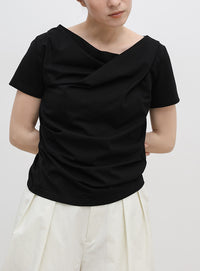 ドレープネックハーフスリーブTシャツ