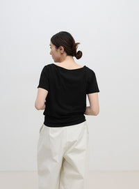 ドレープネックハーフスリーブTシャツ