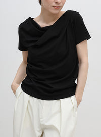 ドレープネックハーフスリーブTシャツ