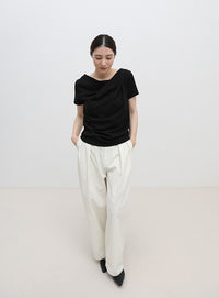 ドレープネックハーフスリーブTシャツ