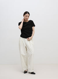 ドレープネックハーフスリーブTシャツ