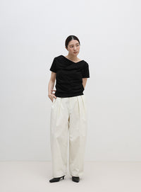 ドレープネックハーフスリーブTシャツ