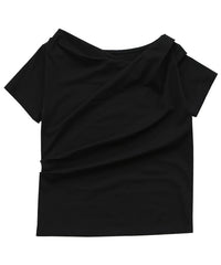 ドレープネックハーフスリーブTシャツ