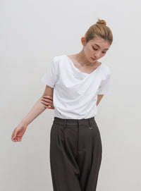 ドレープネックハーフスリーブTシャツ