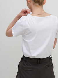 ドレープネックハーフスリーブTシャツ