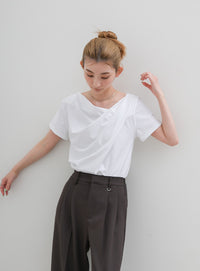 ドレープネックハーフスリーブTシャツ