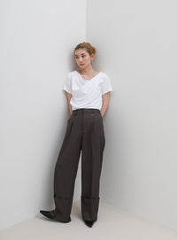 ドレープネックハーフスリーブTシャツ