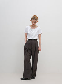 ドレープネックハーフスリーブTシャツ