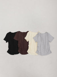 サイドギャザーリブTシャツ