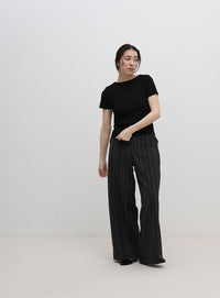 サイドギャザーリブTシャツ