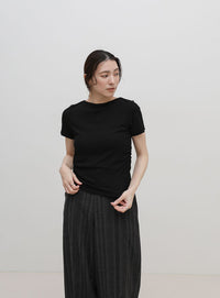 サイドギャザーリブTシャツ