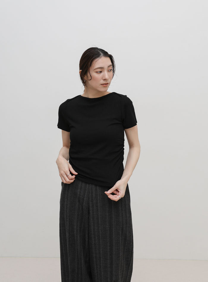 サイドギャザーリブTシャツ – SELECT MOCA