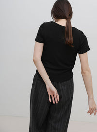 サイドギャザーリブTシャツ