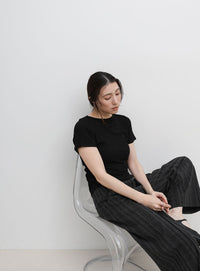 サイドギャザーリブTシャツ