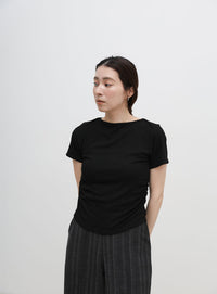 サイドギャザーリブTシャツ