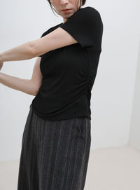 サイドギャザーリブTシャツ