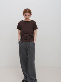 サイドギャザーリブTシャツ