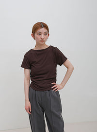 サイドギャザーリブTシャツ