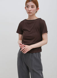 サイドギャザーリブTシャツ