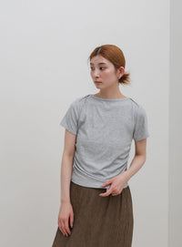 サイドギャザーリブTシャツ