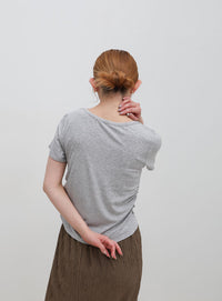 サイドギャザーリブTシャツ