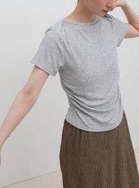 サイドギャザーリブTシャツ
