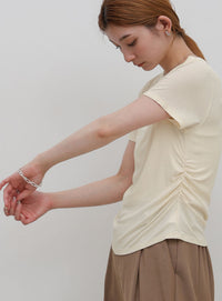 サイドギャザーリブTシャツ
