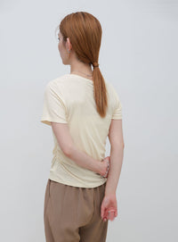 サイドギャザーリブTシャツ