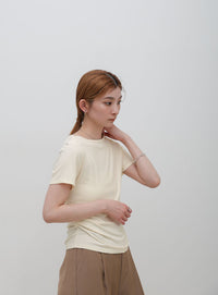サイドギャザーリブTシャツ