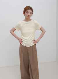 サイドギャザーリブTシャツ