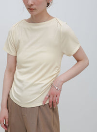 サイドギャザーリブTシャツ
