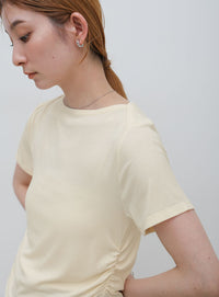 サイドギャザーリブTシャツ