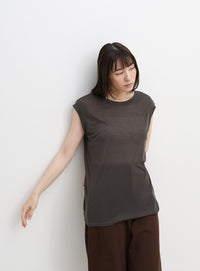 シアーノースリーブTシャツ
