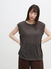 シアーノースリーブTシャツ